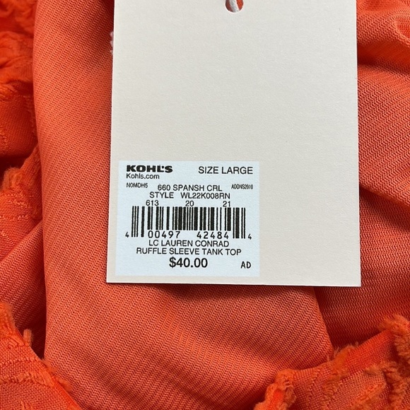 LC Lauren Conrad NWT Coral Ruffled Sleeve Square Neck Cross Back Top - Picture 10 of 12